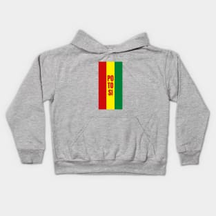 Potosi City in Bolivian Flag Colors Vertical Kids Hoodie